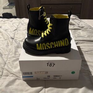 Moschino Kids Bold Black and Yellow Boots